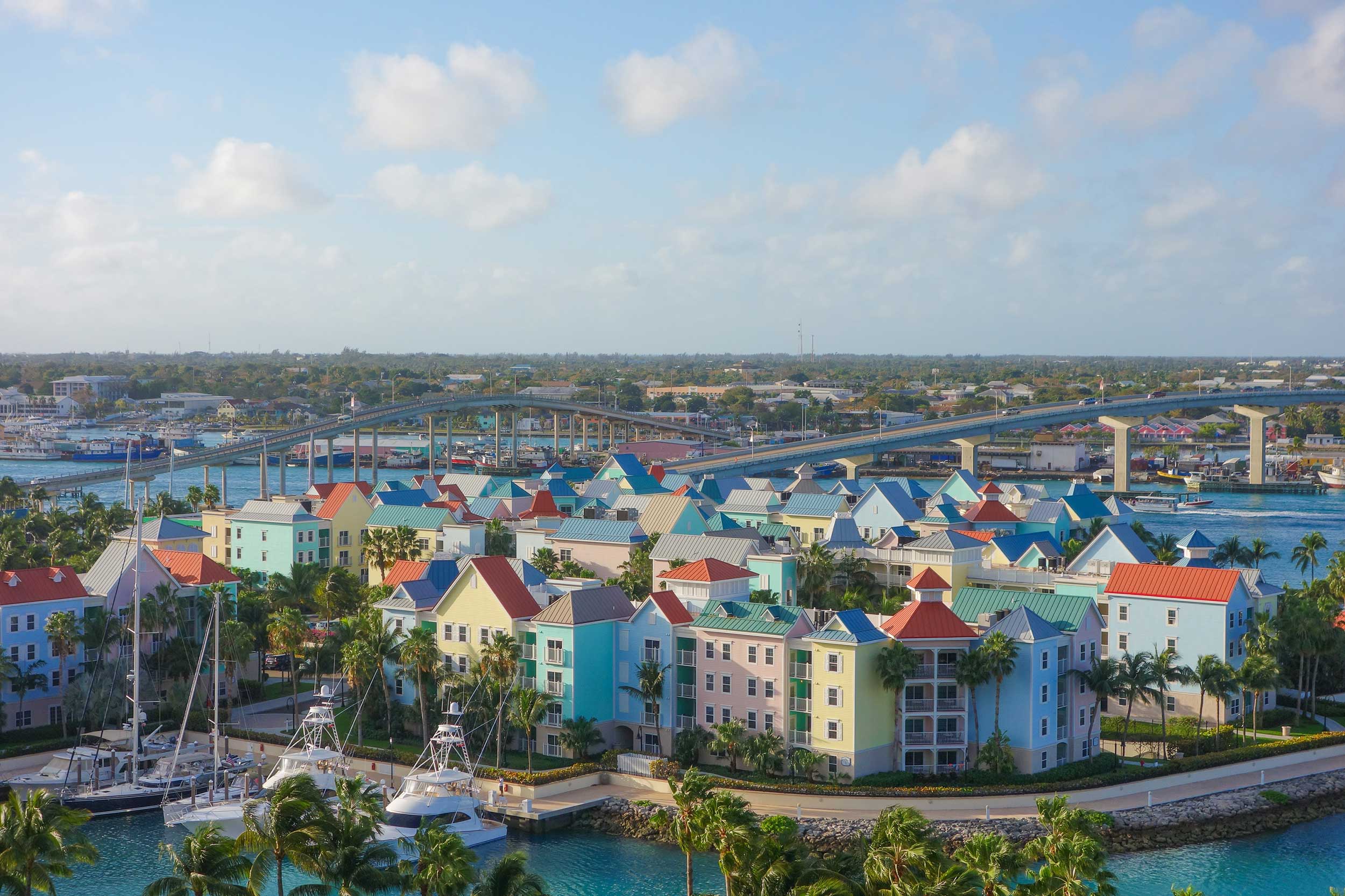 Aerial view of the city of Nassau, Bahamas