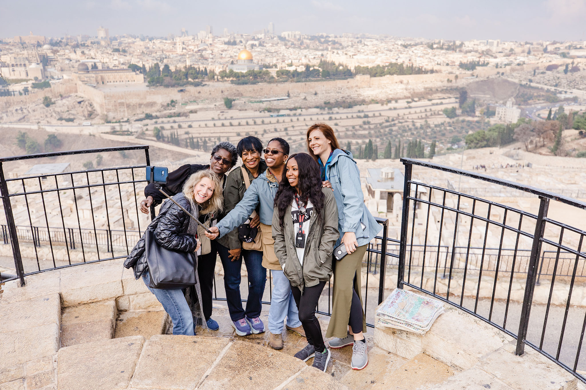 Group of smiling women taking a selfie in Israel