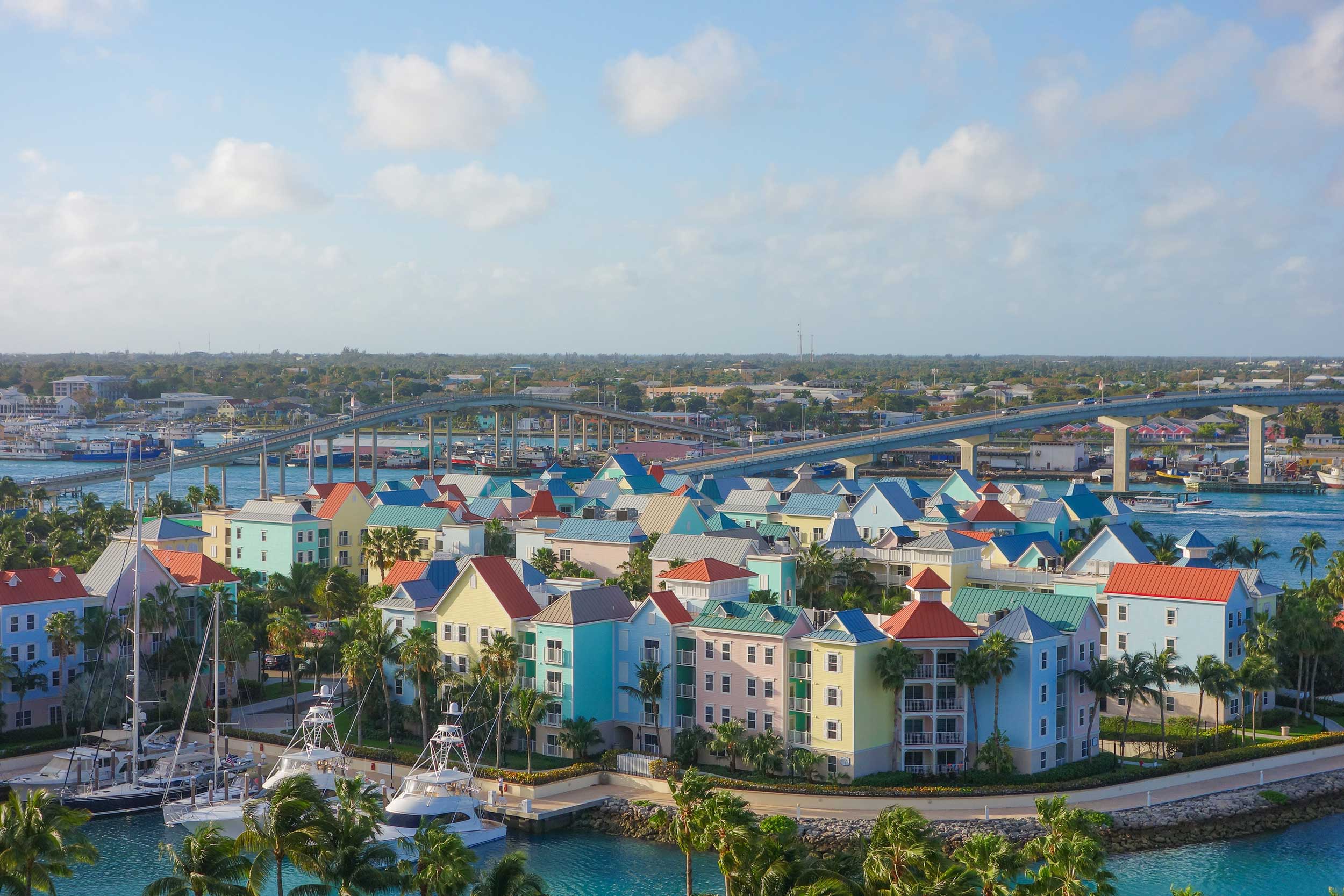 Aerial view of the city of Nassau, Bahamas