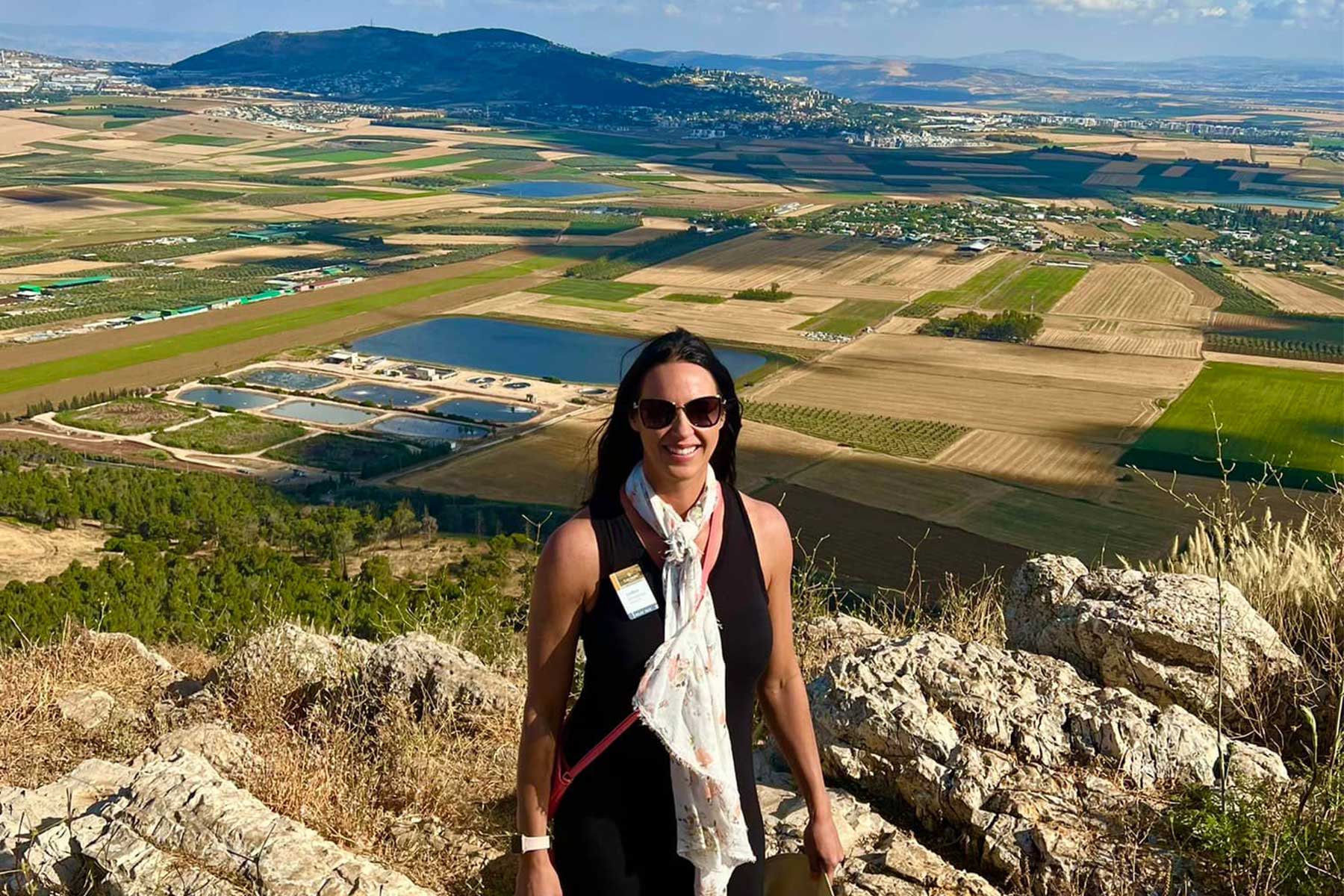 Lindsey on a mountain overlooking the Valley of Armageddon