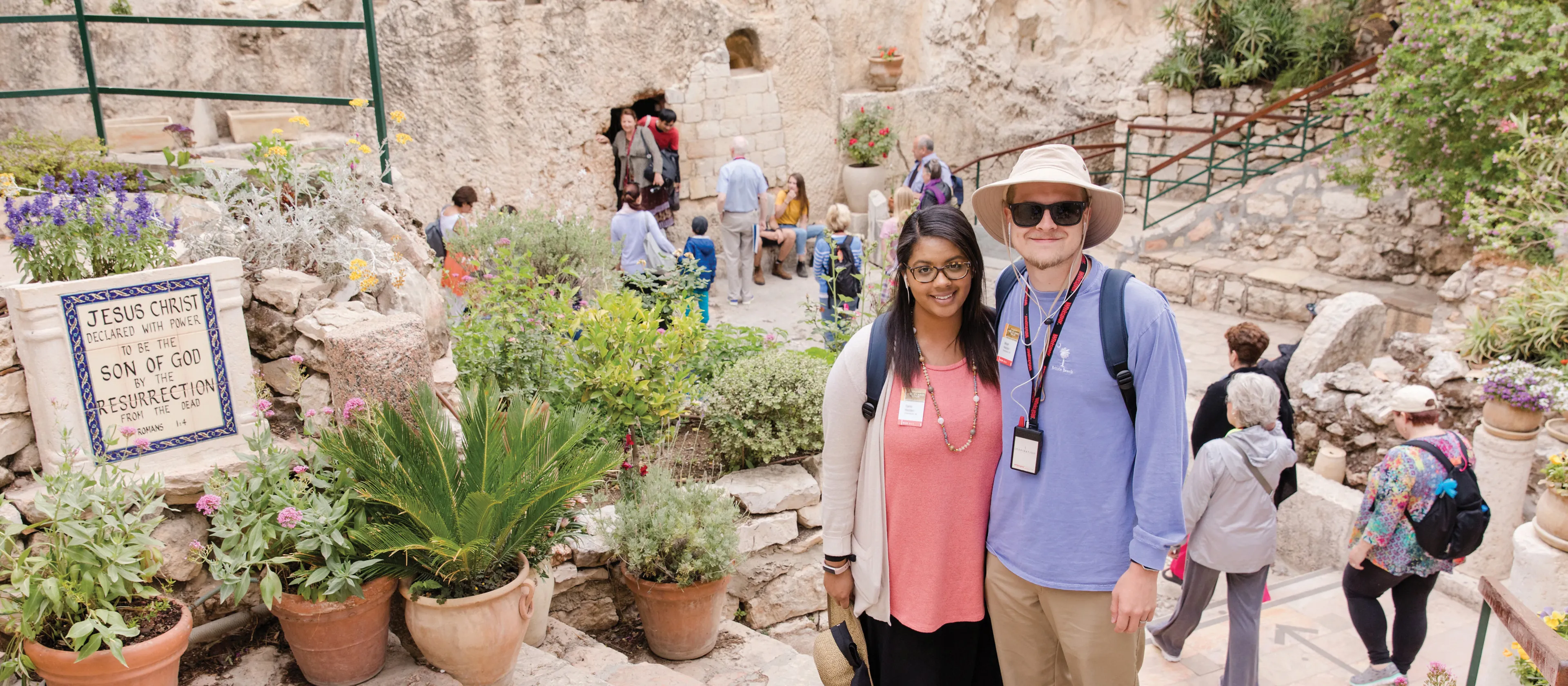 A couple standing together at the Garden Tomb