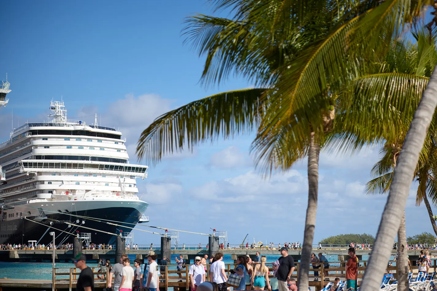 Docked cruise ship