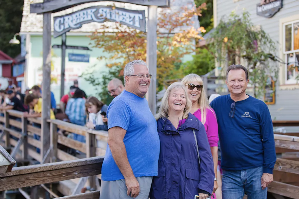 Small group of travelers in Ketchikan, Alaska