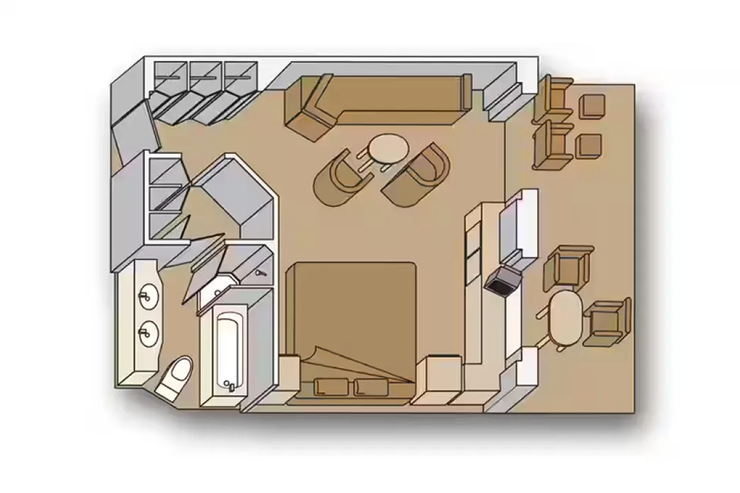Holland America Zuiderdam - Neptune suite floor plan